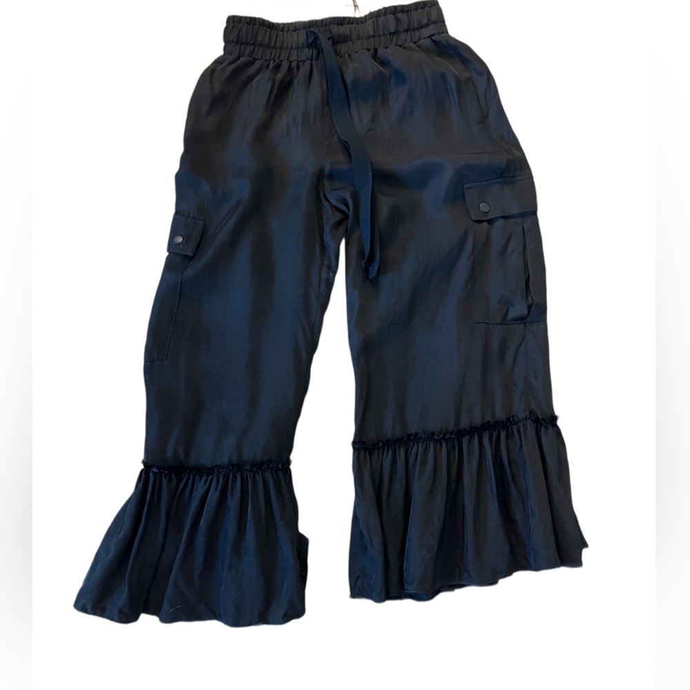 Cinq a Sept Black Ruffle Hem Pants